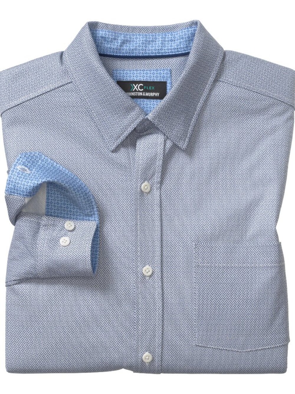 Johnston & Murphy Navy&White Geo Print XC Flex Stretch LS Button Up Shirt/10938